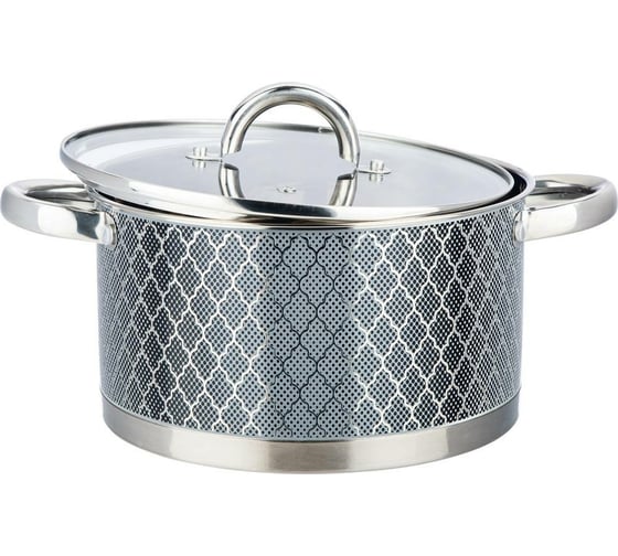 Кастрюля Agness со стеклянной крышкой, нержавеющая сталь, 4,6 л 22x12 см 916-333