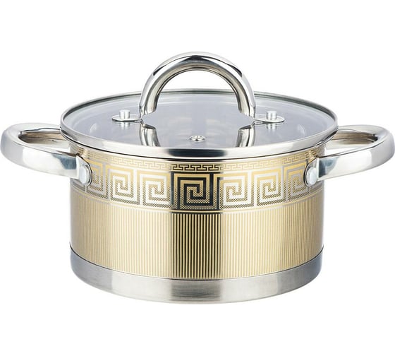 Кастрюля Agness со стеклянной крышкой, нержавеющая сталь, 2,5 л 18x10 см 916-323