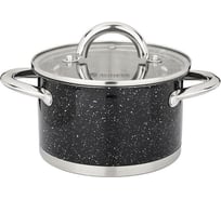 Кастрюля Agness BLACK MARBLE со стеклянной крышкой, нержавеющая сталь, 1,8 л 16x9,5 см 937-305