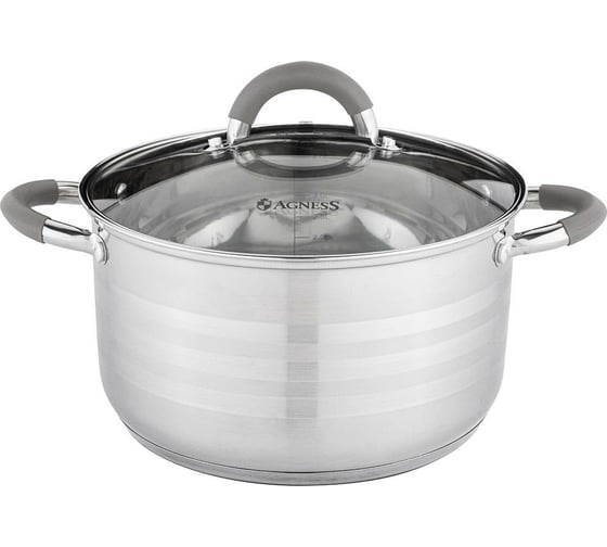 Кастрюля Agness CLASSIC со стеклянной крышкой 4,3 л, 22x12,5 см 914-228 1