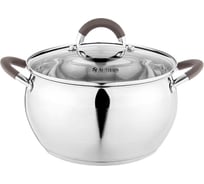Кастрюля Agness APPLE со стеклянной крышкой 6,2 л, 24x13.5 см цвет кофейный 937-375