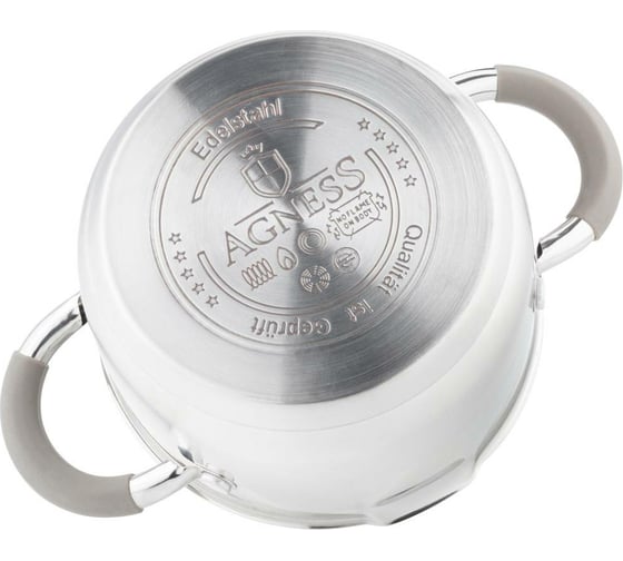 Кастрюля Agness PROFI HOME со стеклянной крышкой, 1,5 л 16x9.5 см цвет ручек кофейный 914-210