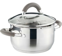 Кастрюля Agness PROFI HOME со стеклянной крышкой, 2 л 18x10.5 см цвет ручек кофейный 914-211