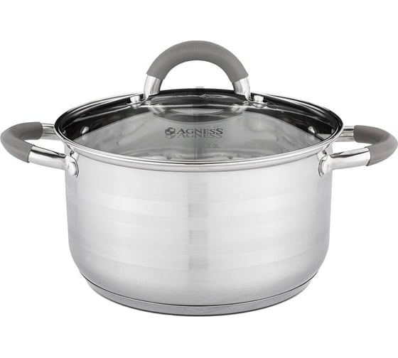 Кастрюля Agness CLASSIC со стеклянной крышкой 3,1 л, 20x11,5 см 914-227 1
