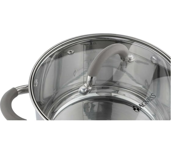 Кастрюля Agness CLASSIC со стеклянной крышкой 3,1 л, 20x11,5 см 914-227
