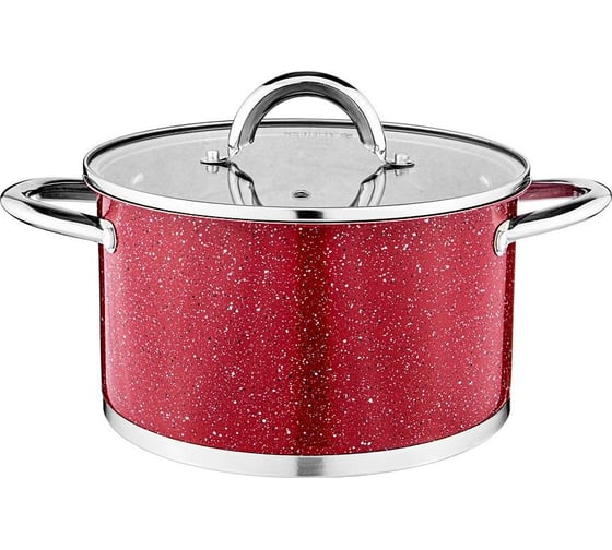 Кастрюля Agness RED MARBLE со стеклянной крышкой, нержавеющая сталь, 3,5 л 20x11,5 см 937-322