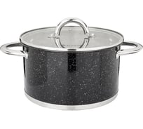 Кастрюля Agness BLACK MARBLE со стеклянной крышкой, нержавеющая сталь, 6 л 24x13,5 см 937-309