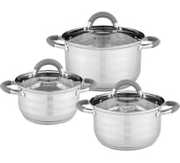 Набор кастрюль AGNESS CLASSIC со стеклянными крышками 3 шт 1,6/ 2,3/ 3,1 л 914-231