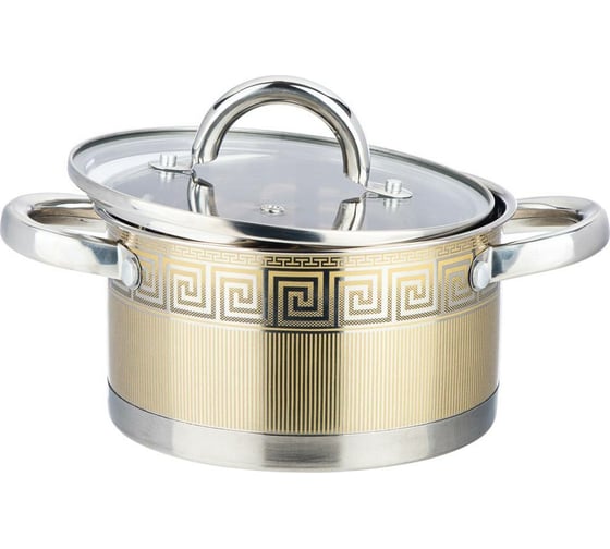 Кастрюля Agness со стеклянной крышкой, нержавеющая сталь, 1,8 л 16x9 см 916-322