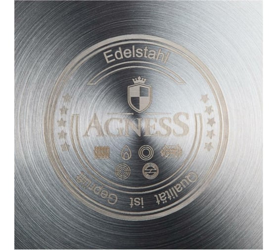 Кастрюля Agness со стеклянной крышкой, нержавеющая сталь, 1,8 л 16x9 см 916-322