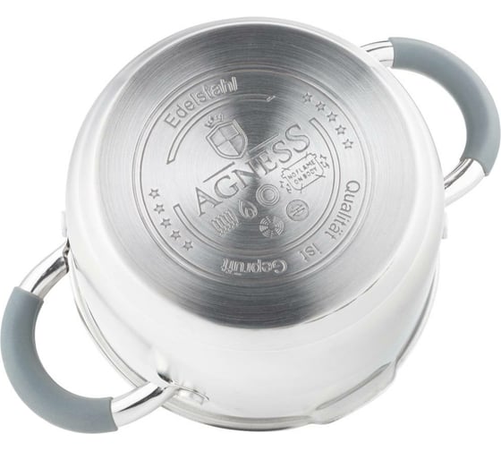 Кастрюля Agness PROFI HOME со стеклянной крышкой, 5 л 24x13.5 см цвет ручек серый 914-218