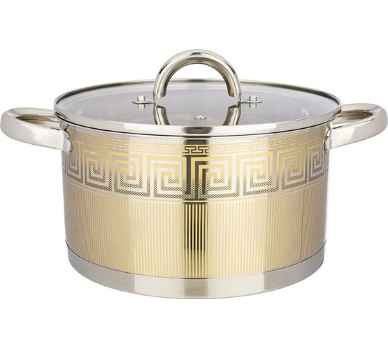 Кастрюля Agness со стеклянной крышкой, нержавеющая сталь, 4,6 л 22x12 см 916-325