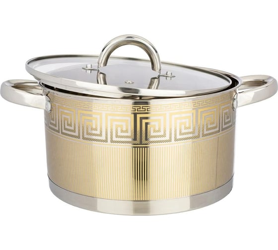 Кастрюля Agness со стеклянной крышкой, нержавеющая сталь, 4,6 л 22x12 см 916-325