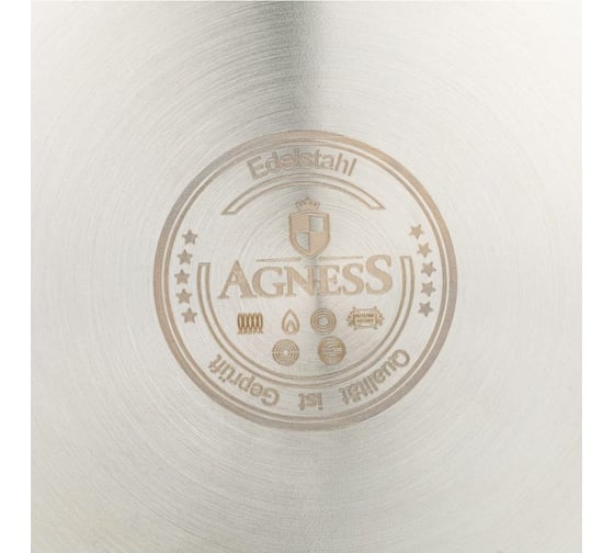 Кастрюля Agness со стеклянной крышкой, нержавеющая сталь, 4,6 л 22x12 см 916-325