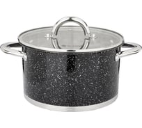 Кастрюля Agness BLACK MARBLE со стеклянной крышкой, нержавеющая сталь, 3,5 л 20x11,5 см 937-307