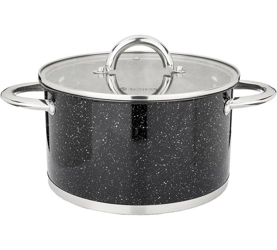 Кастрюля Agness BLACK MARBLE со стеклянной крышкой, нержавеющая сталь, 4,6 л 22x12,5 см 937-308