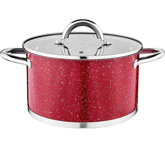 Кастрюля Agness RED MARBLE со стеклянной крышкой, нержавеющая сталь, 4,6 л 22x12,5 см 937-323 1