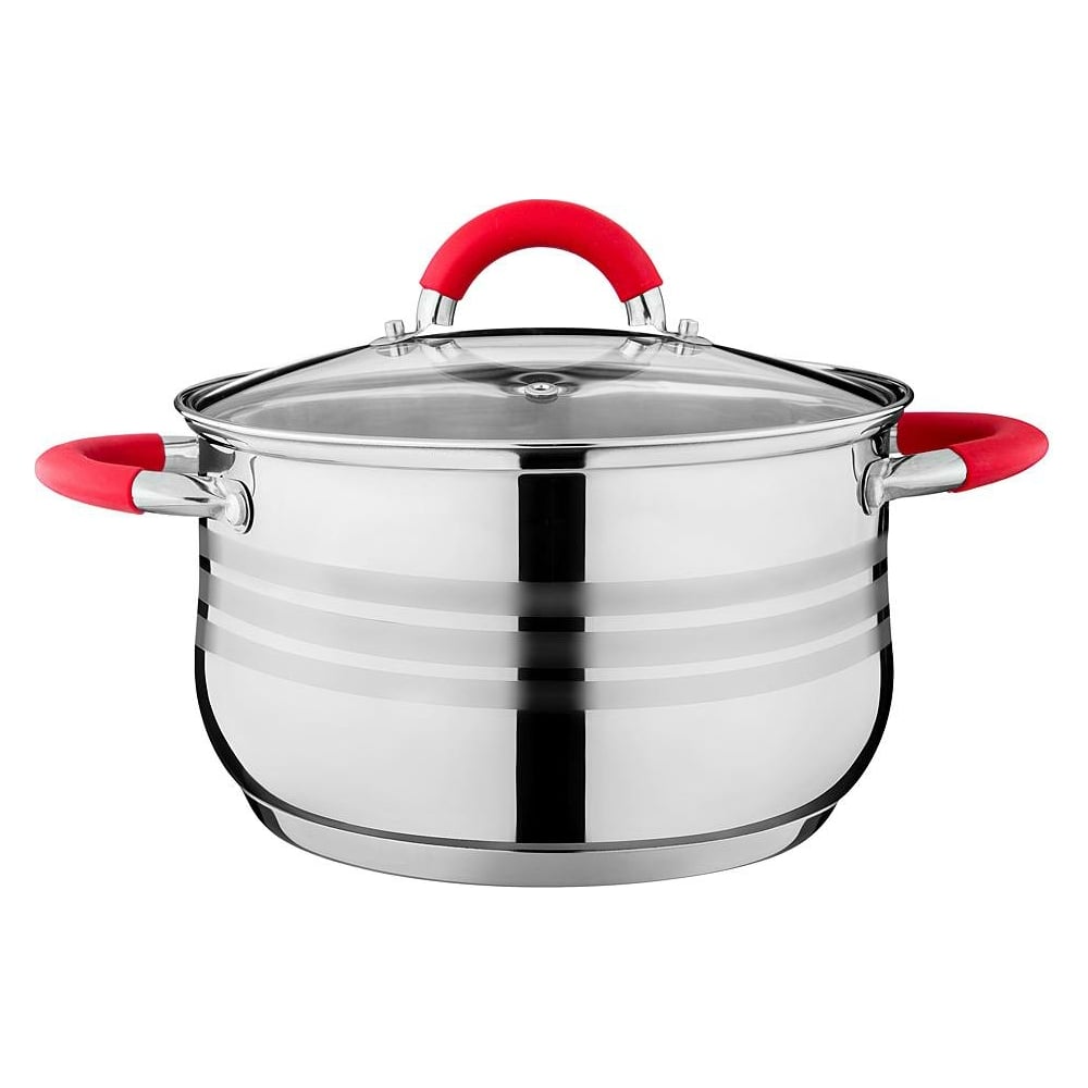 Кастрюля Agness со стеклянной крышкой силиконовые ручки, 5,7 л 24x13,5 ...