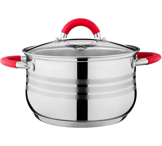 Кастрюля Agness со стеклянной крышкой силиконовые ручки, 5,7 л 24x13,5 см 937-144