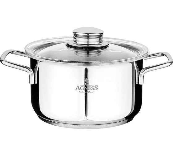 Кастрюля Agness МОНБЛАН 14x8 см, 1,2 л, нержавеющая сталь 936-120 1