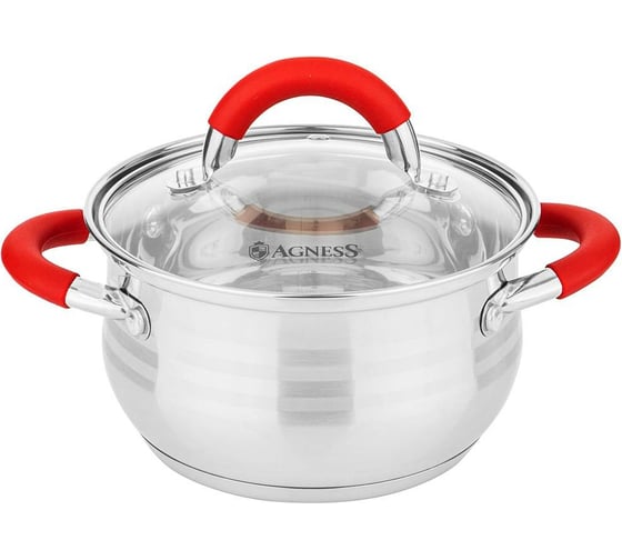 Кастрюля Agness CLASSIC со стеклянной крышкой 5,5 л, 24x13,5 см 937-424 1