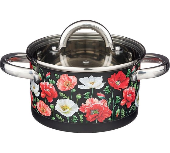 Кастрюля Agness МАКИ со стеклянной крышкой, нержавеющая сталь, 1,8 л 16x9 см 916-305 1