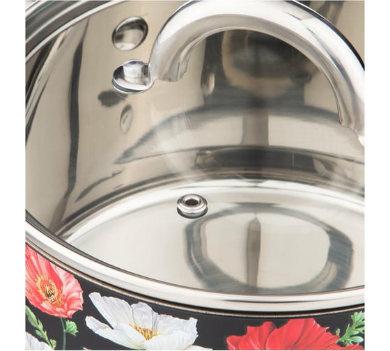 Кастрюля Agness МАКИ со стеклянной крышкой, нержавеющая сталь, 1,8 л 16x9 см 916-305