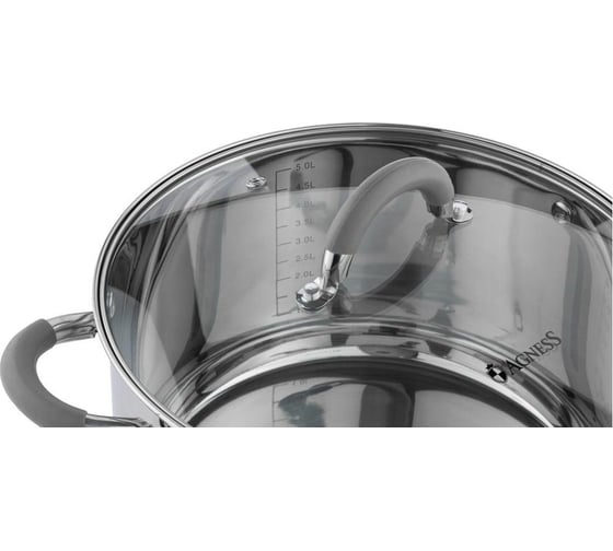 Кастрюля Agness CLASSIC со стеклянной крышкой 5,6 л, 24x13,5 см 914-229