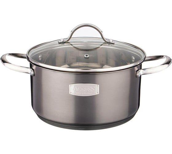 Кастрюля Agness CRAFT COLLECTION со стеклянной крышкой, нержавеющая сталь, 5,7 л 24x13 см 914-126