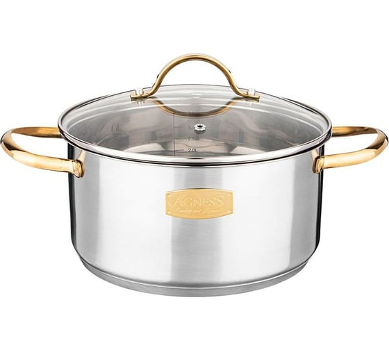 Кастрюля Agness CRAFT COLLECTION со стеклянной крышкой, нержавеющая сталь, 2,1 л 18x9 см 914-113 1