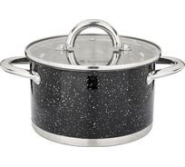 Кастрюля Agness BLACK MARBLE со стеклянной крышкой, нержавеющая сталь, 2,5 л 18x10,5 см 937-306