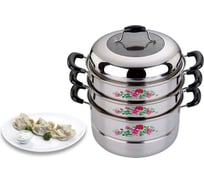 Кастрюля-мантоварка Agness3 уровня диаметр 24 см 5 л, индукционное дно 933-006