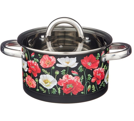 Кастрюля Agness МАКИ со стеклянной крышкой, нержавеющая сталь, 3,5 л 20x11 см 916-307 1