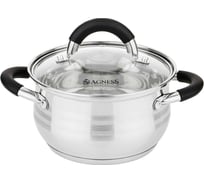 Кастрюля Agness CLASSIC со стеклянной крышкой 1,7 л, 16x9.5 см 937-410