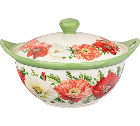 Форма для запекания Agness Маки с крышкой круглая 26.5x22x15.5 см 536-272 1
