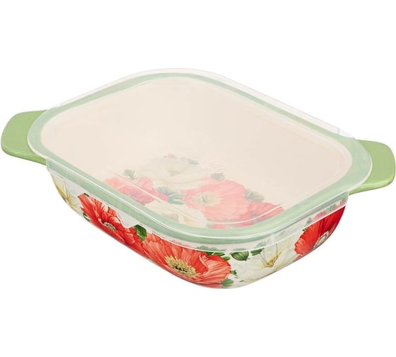 Форма для запекания Agness Маки с пластиковой крышкой 25.5x19x8 см 536-265 1