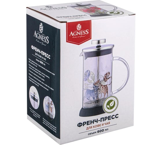 Френч-пресс Agness КОТИКИ 600 мл 894-121