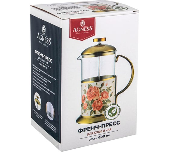 Френч-пресс Agness Корейская Роза 600 мл 894-111
