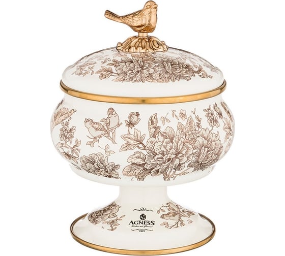 Эмалированная сахарница Agness ROYAL GARDEN на ножке, 0.85 л 950-094