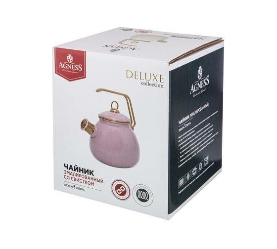 Эмалированный чайник Agness DELUXE со свистком, 3 л свисток с титановым покрытием 951-122