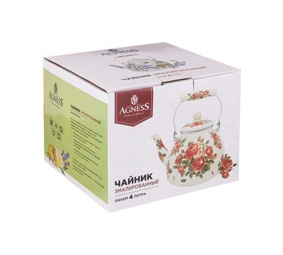 Эмалированный чайник Agness Корейская Роза 4 л, 934-398
