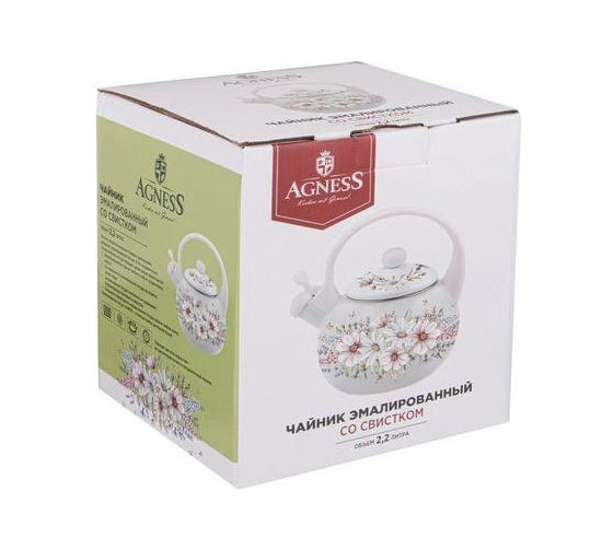Эмалированный чайник Agness Вивьен со свистком, 2.2 л, индукционное дно 934-439