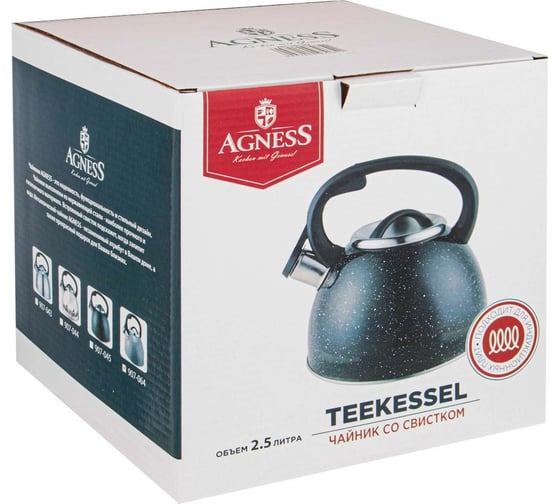 Чайник Agness со свистком 2.5 л, индукционное дно 907-064