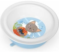 Глубокая детская тарелка Пластишка на присосе с голубым декором белый 431317716