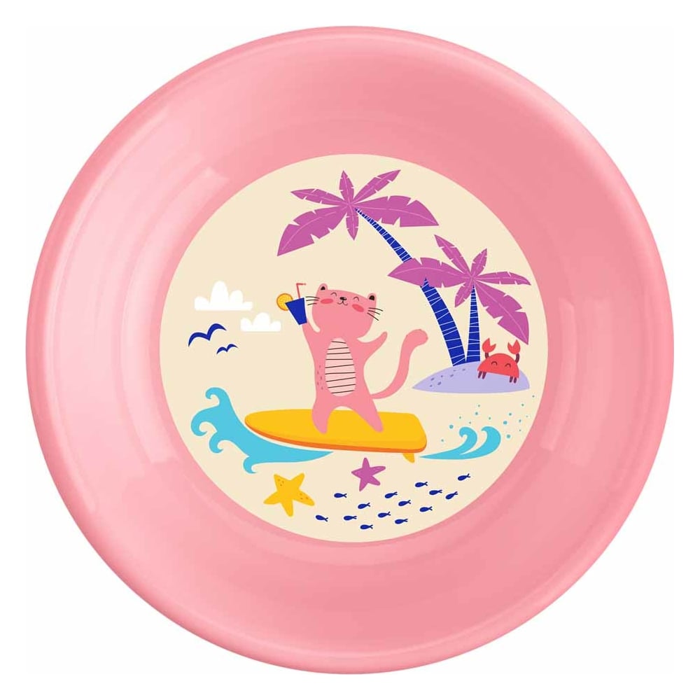 Глубокая детская тарелка Пластишка с декором 185 мм розовый 431322405 ...