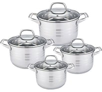 Набор посуды Webber BE-622/8 из нержавеющей стали 8 предметов 2.2 л, 3 л, 4 л, 6.6 л Р1-00003844