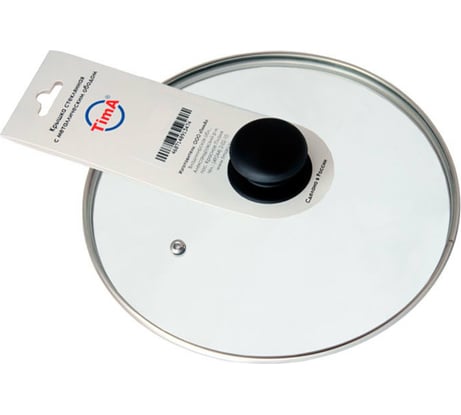 Стеклянная крышка с ручкой ( полипропилен) TimA с металлическим ободком 16 см 4716