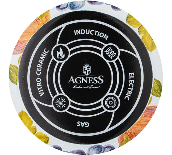 Эмалированная кастрюля Agness Фландрия с крышкой, 7.5 л, диаметр 26 см 950-436