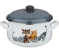 Эмалированная кастрюля Agness Озорные Коты 4.8 л диаметр 22 см высота 14 см 951-004