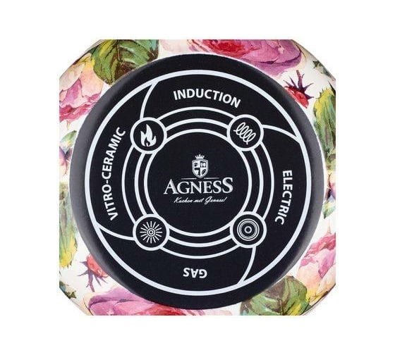 Эмалированная кастрюля Agness Винтаж с крышкой, 4.8 л, диаметр 22 см 950-024